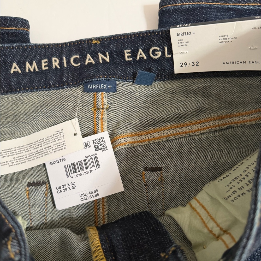 American Eagle Outfitters Airflex + Dark Blue Slim Straight Jeans 29x32 - Picture 4 of 6